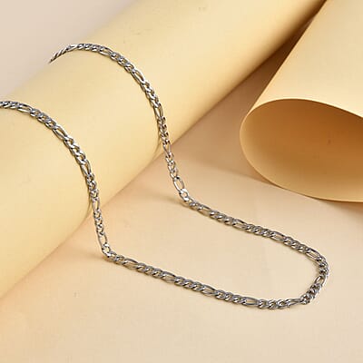 Figaro Necklace (19.5 Inches) in Stainless Steel , Tarnish-Free, Waterproof, Sweat Proof Jewelry