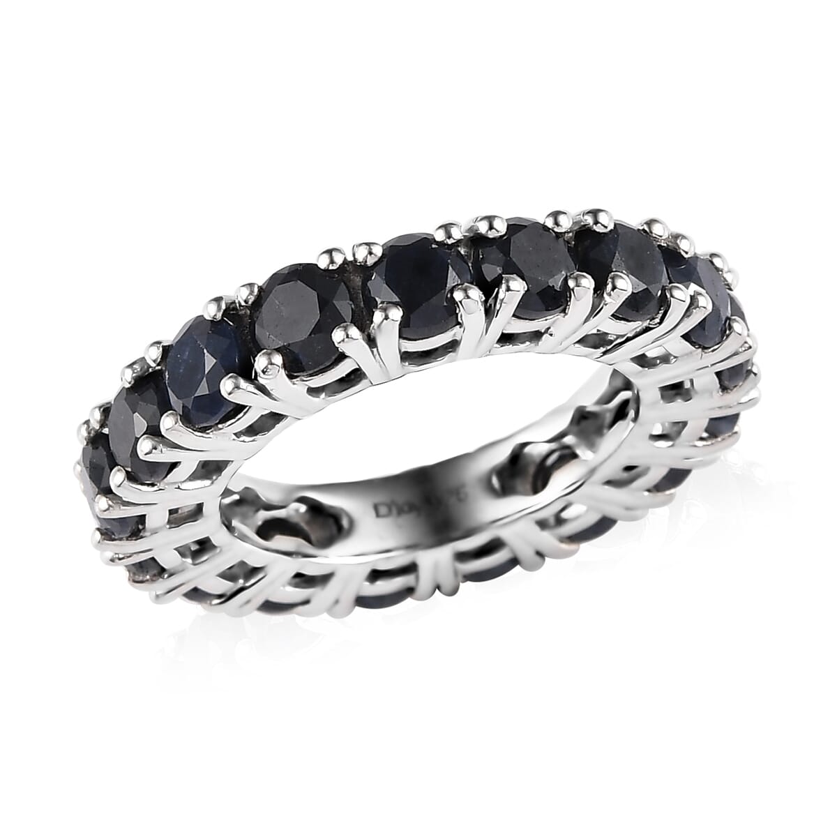 Australian Midnight Sapphire Eternity Band Ring in Platinum Over Sterling Silver (Size 8.0) 7.40 ctw image number 0