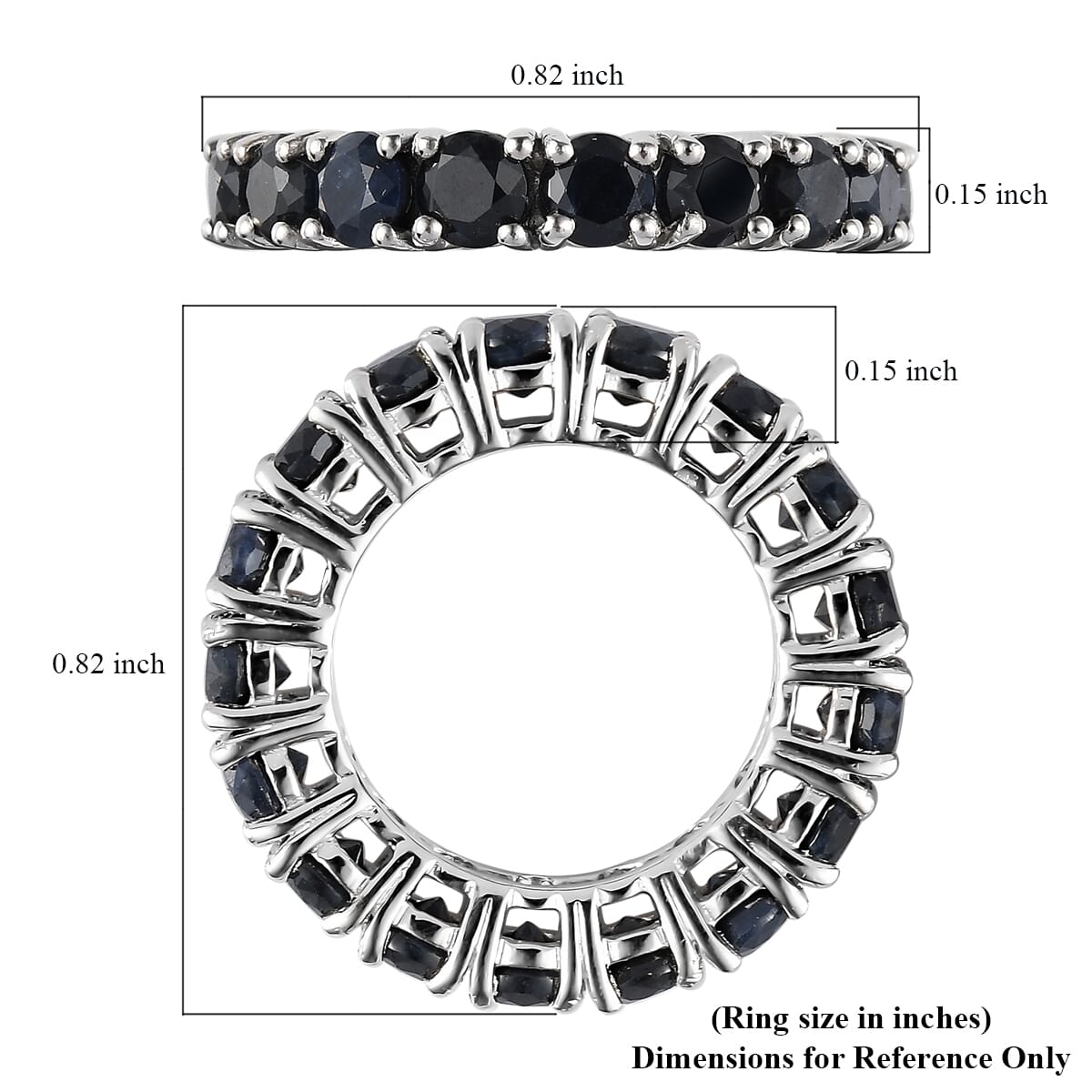 Australian Midnight Sapphire Eternity Band Ring in Platinum Over Sterling Silver (Size 8.0) 7.40 ctw image number 5
