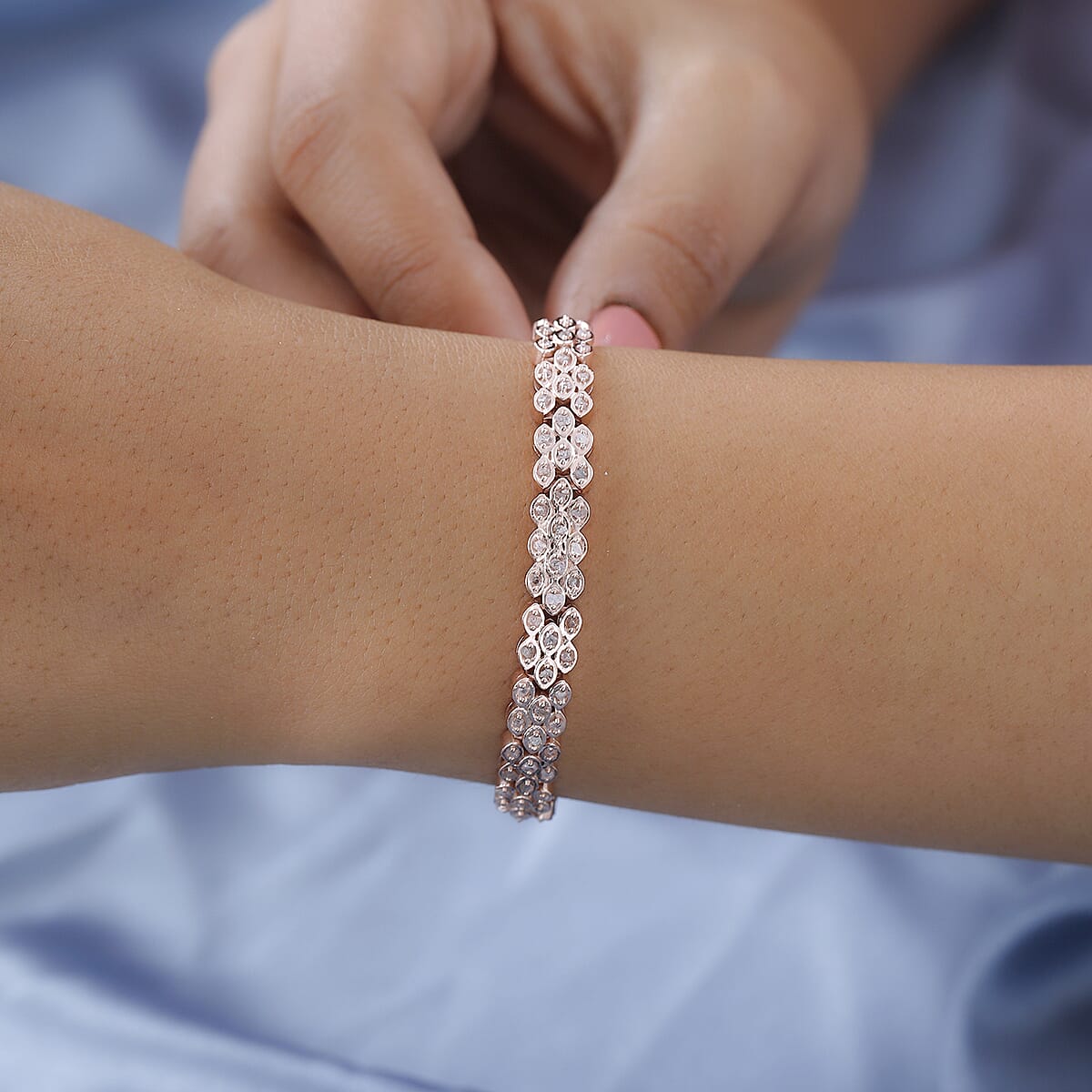 Natural Pink Diamond Bracelet in Vermeil RG Over Sterling Silver, Natural Diamond, Anniversary Gifts (6.50 In) 1.50 ctw image number 2