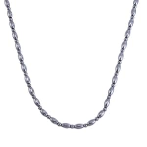 Terahertz 132.50 ctw Barrel and Beaded Necklace in Rhodium Over Sterling Silver, Silver Princess Necklace For Women (18-20 Inches)