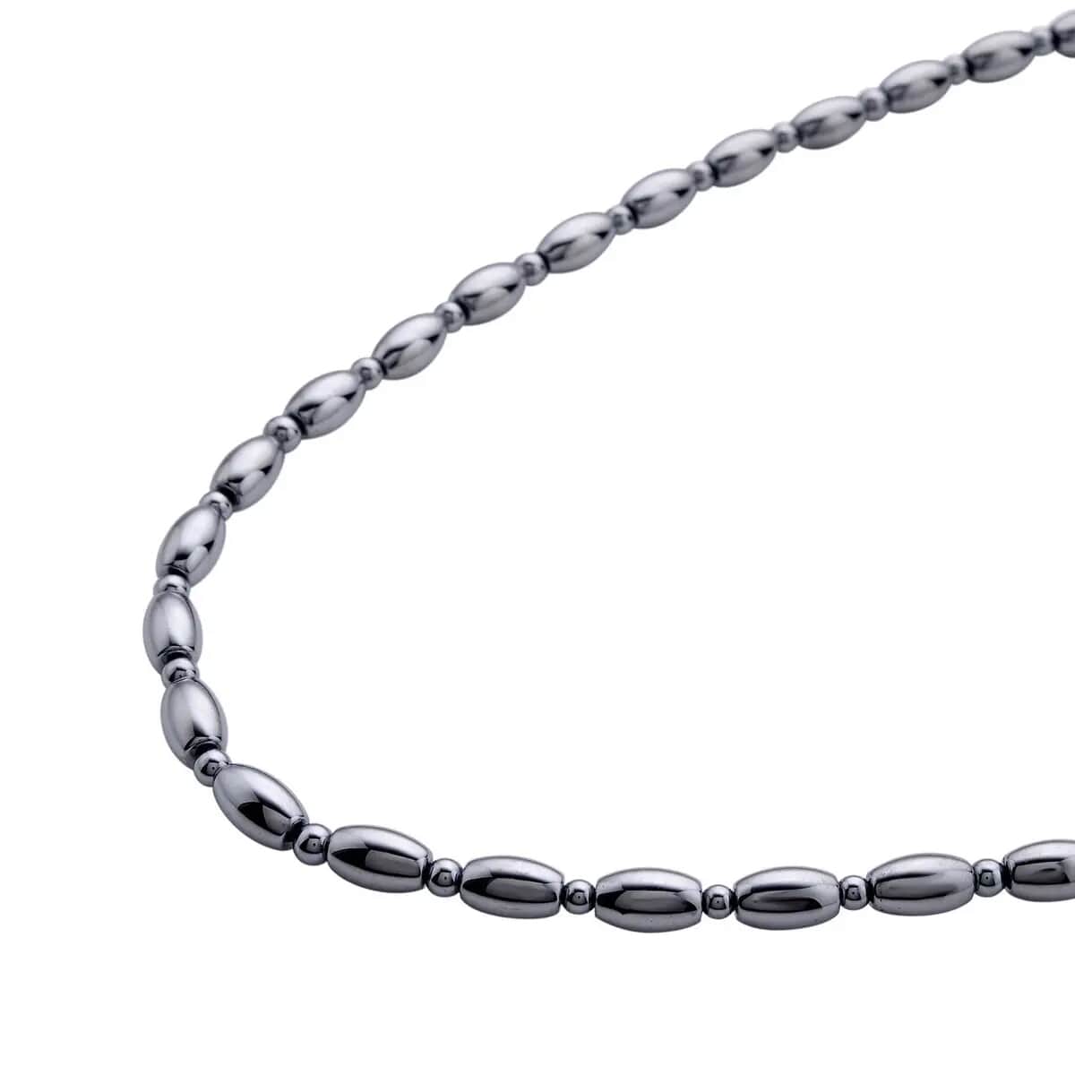 Terahertz 132.50 ctw Barrel and Beaded Necklace in Rhodium Over Sterling Silver, Silver Princess Necklace For Women (18-20 Inches) image number 4