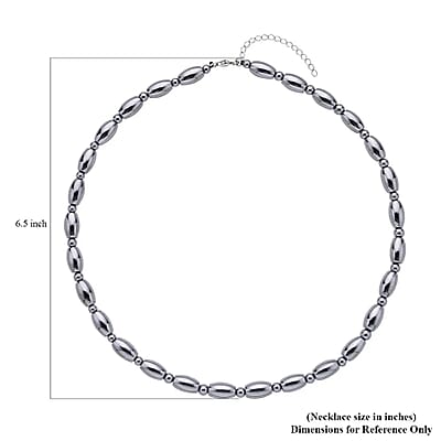 Terahertz 132.50 ctw Barrel and Beaded Necklace in Rhodium Over Sterling Silver, Silver Princess Necklace For Women (18-20 Inches)