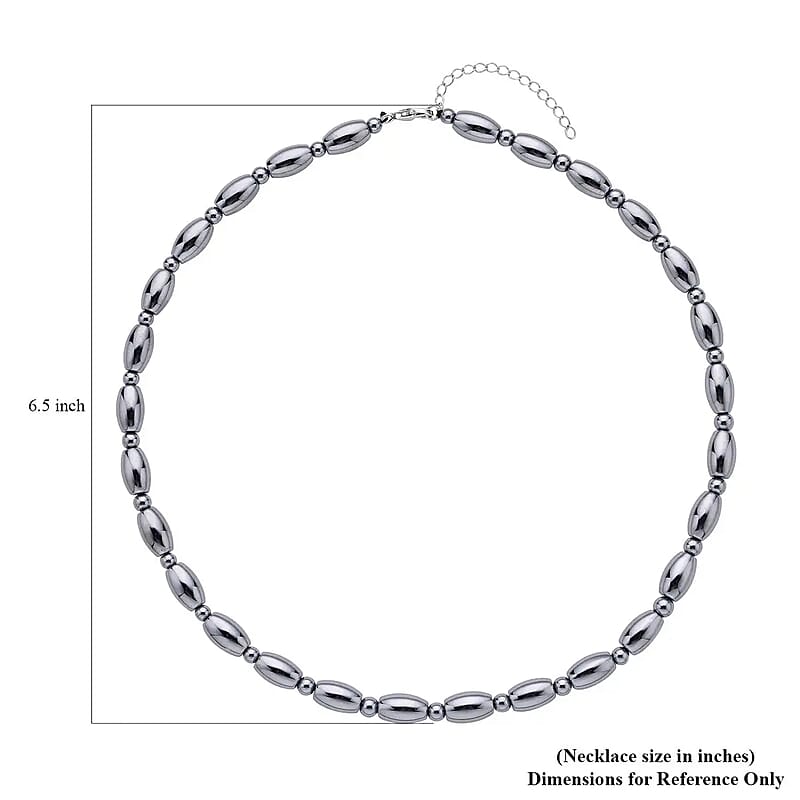 Terahertz 132.50 ctw Barrel and Beaded Necklace in Rhodium Over Sterling Silver, Silver Princess Necklace For Women (18-20 Inches)