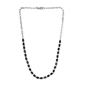 Karis Thai Black Spinel Necklace 18 Inches in Platinum Bond and Stainless Steel 15.10 ctw