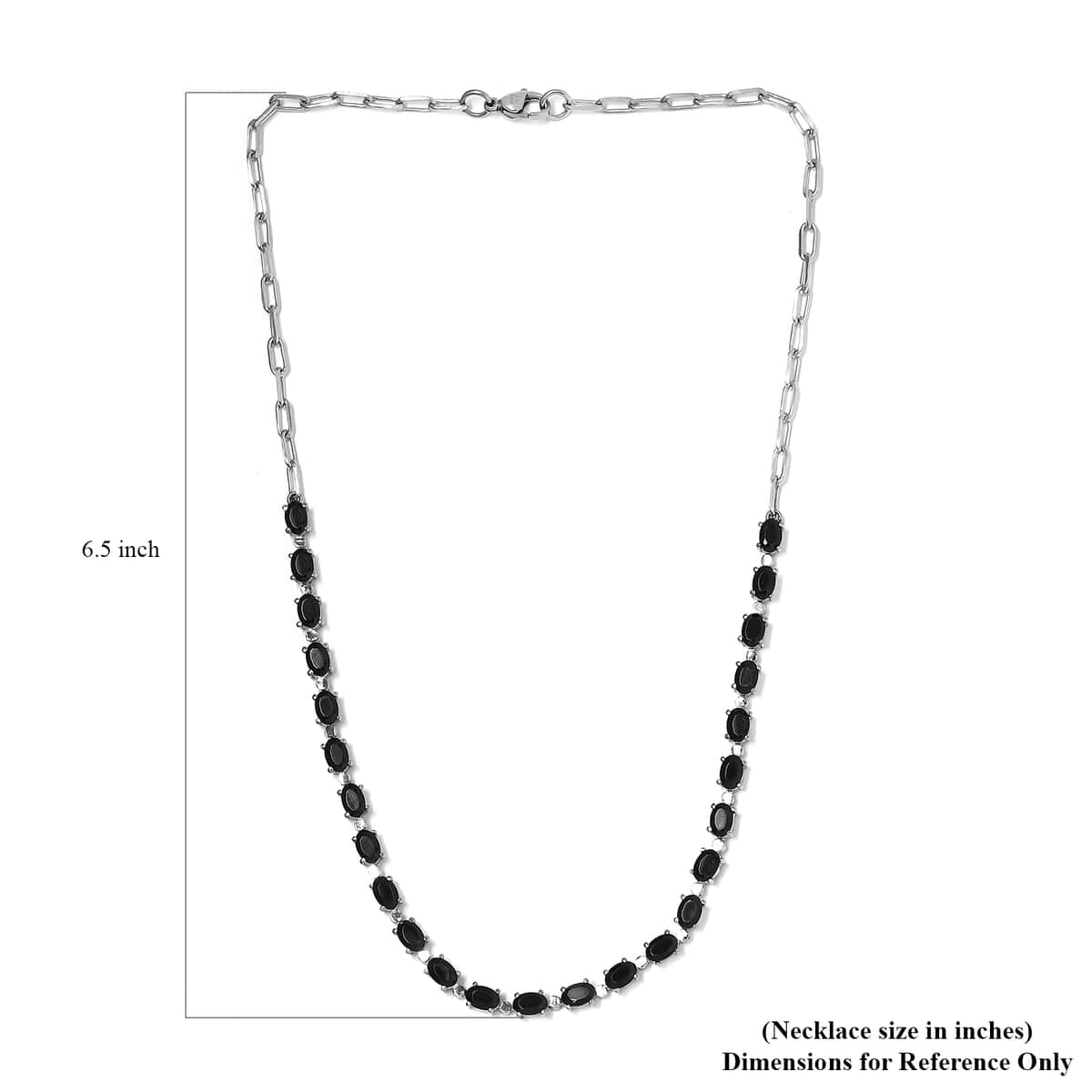 Karis Thai Black Spinel Necklace 18 Inches in Platinum Bond and Stainless Steel 15.10 ctw image number 5