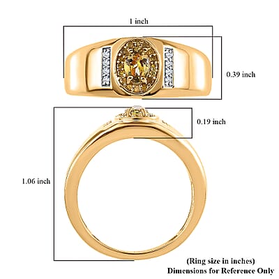 Premium Golden Tanzanite Ring , Tanzanite Men's Ring , Yellow and White Diamond Accent Men's Ring , Vermeil Yellow Gold Over Sterling Silver Ring , Rings For Him 0.65 ctw