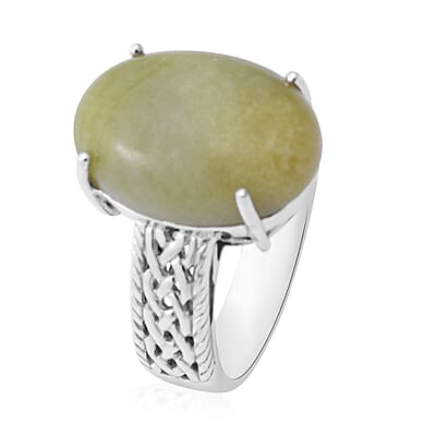 Connemara Marble Solitaire Ring in Platinum Over Sterling Silver (Size 10.0) 17.25 ctw