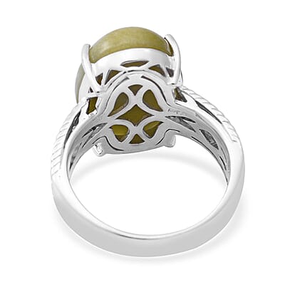 Connemara Marble Solitaire Ring in Platinum Over Sterling Silver (Size 10.0) 17.25 ctw