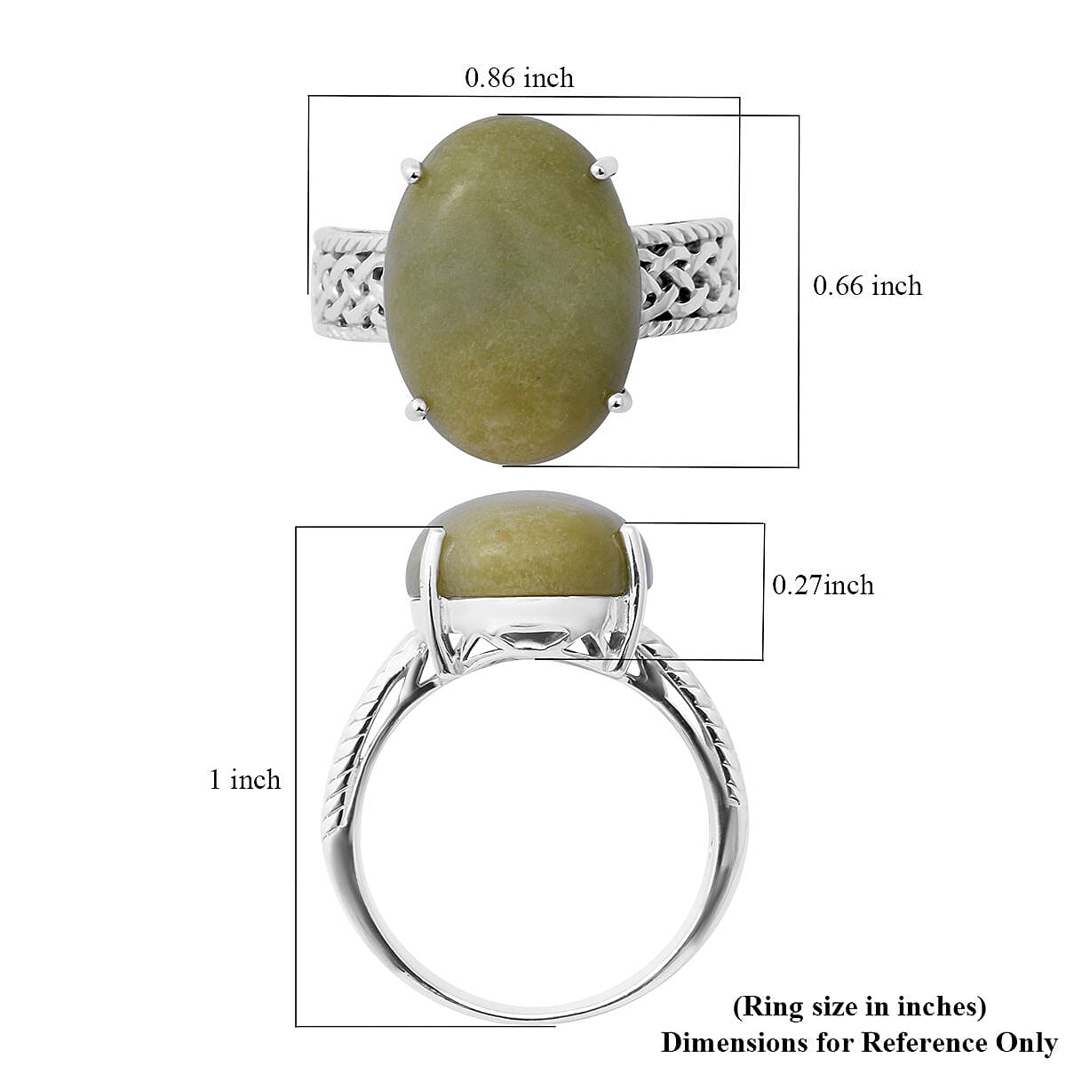 Connemara Marble Solitaire Ring in Platinum Over Sterling Silver (Size 10.0) 17.25 ctw