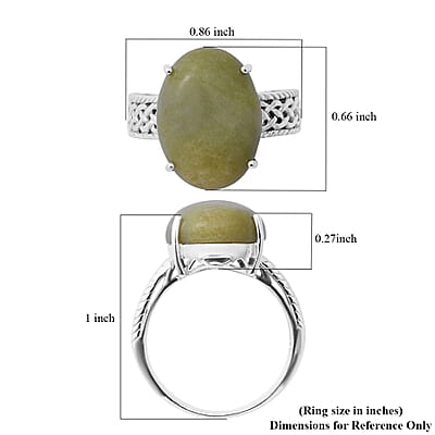 Connemara Marble Solitaire Ring in Platinum Over Sterling Silver (Size 10.0) 17.25 ctw