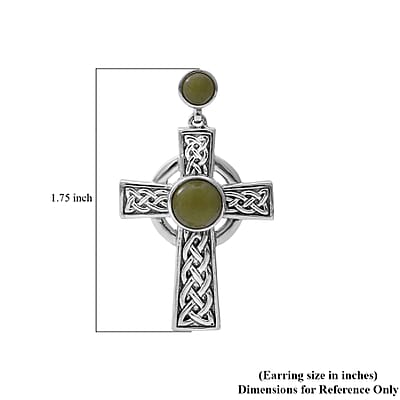 Connemara Marble Ireland Celtic Knot Cross Earrings in Platinum Over Sterling Silver 4.75 ctw