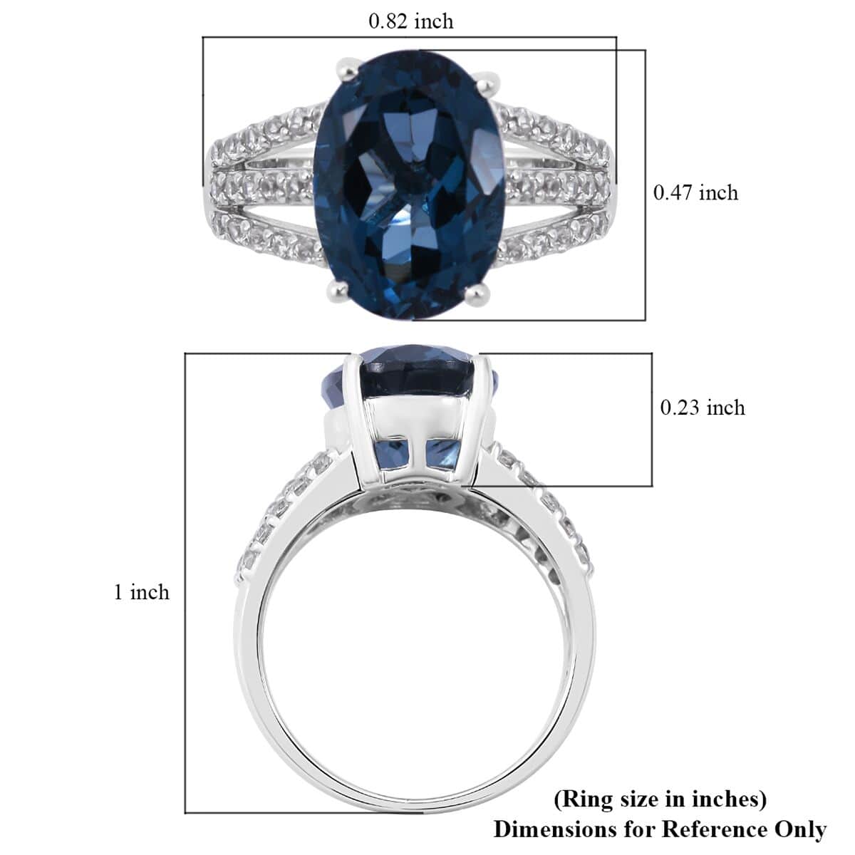Premium London Blue Topaz and White Zircon Ring in Platinum Over Sterling Silver (Size 10.0) 8.00 ctw image number 4