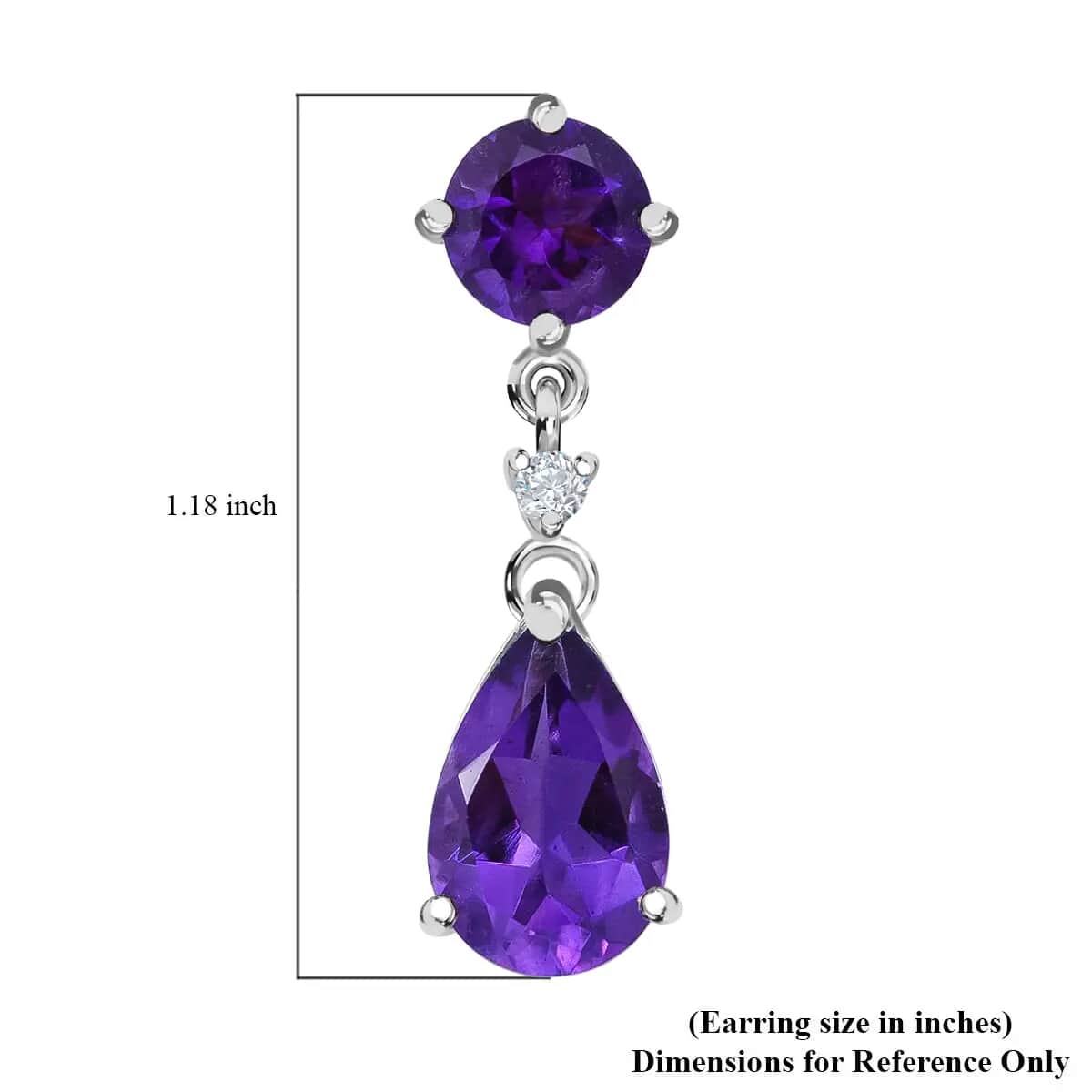 Doorbuster Amethyst and Natural White Zircon Earrings in Platinum Over Sterling Silver 8.15 ctw image number 6