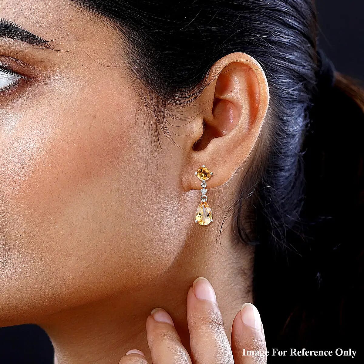 Brazilian Citrine and White Zircon 8.15 ctw Drop Earrings in Platinum Over Sterling Silver