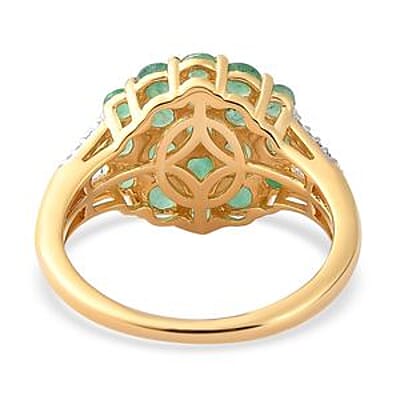 Kagem Zambian Emerald and White Zircon  1.95 ctw Cluster Ring in 14K YG Over Sterling Silver (Size 11.5)