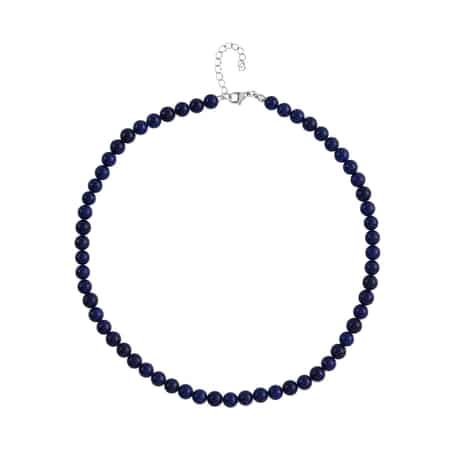 Lapis Lazuli Beaded Necklace (20 Inches) in Stainless Steel 225.00 ctw | Tarnish-Free, Waterproof, Sweat Proof Jewelry image number 0