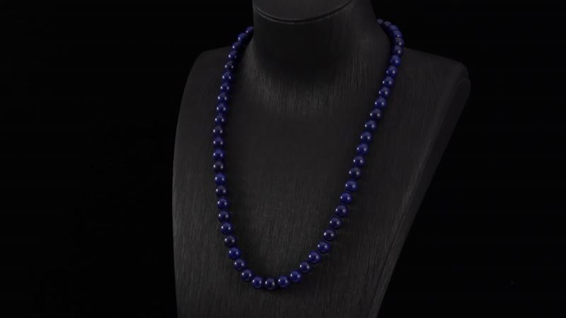 Lapis Lazuli Beaded Necklace 20 Inches in Stainless Steel 225.00 ctw