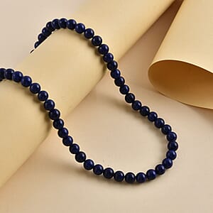 Lapis Lazuli Beaded Necklace (20-22 Inches) in Stainless Steel 225.00 ctw | Tarnish-Free, Waterproof, Sweat Proof Jewelry