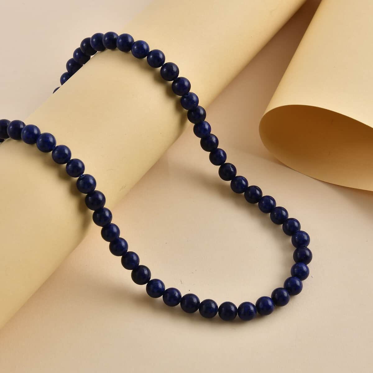 Lapis Lazuli Beaded Necklace (20 Inches) in Stainless Steel 225.00 ctw | Tarnish-Free, Waterproof, Sweat Proof Jewelry image number 1