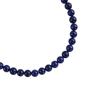 Lapis Lazuli Beaded Necklace (20-22 Inches) in Stainless Steel 225.00 ctw | Tarnish-Free, Waterproof, Sweat Proof Jewelry