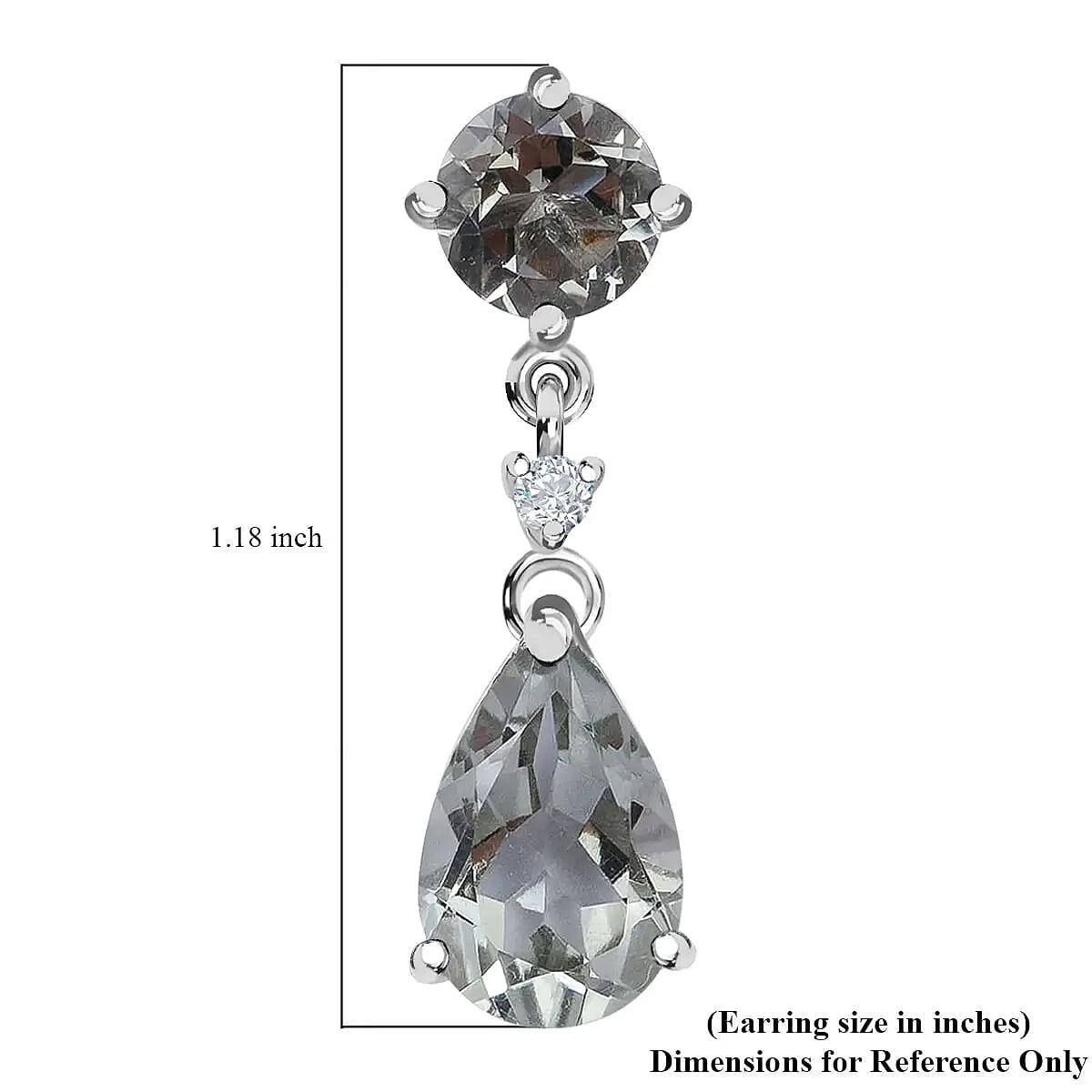 Montezuma Prasiolite, White Zircon Drop Earrings in Platinum Over Sterling Silver, Dangle Earrings For Women 8.00 ctw image number 5