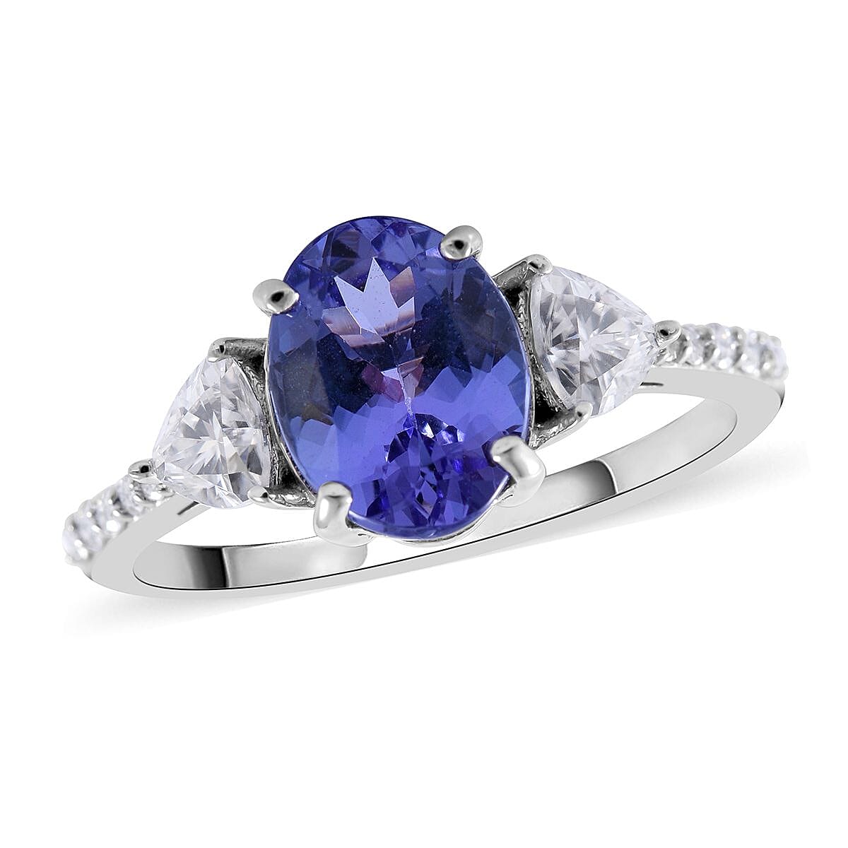 Luxoro 10K White Gold Premium Tanzanite and Moissanite Ring (Size 10.0) 2.60 ctw image number 0