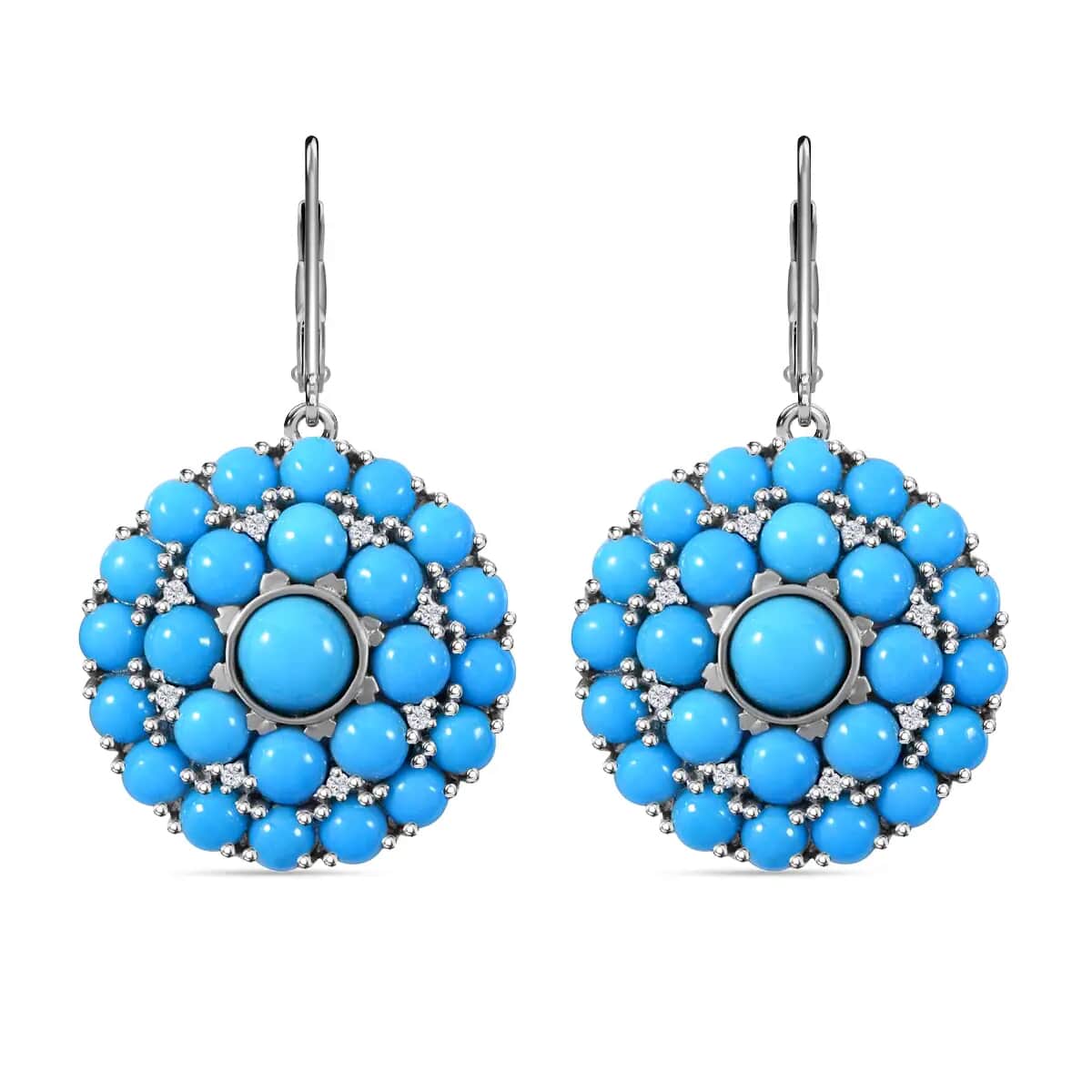 Premium American Natural Sleeping Beauty Turquoise Cocktail Earrings in Platinum Over Sterling Silver 11.10 ctw image number 0