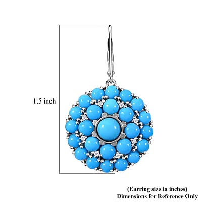 Premium Sleeping Beauty Turquoise and White Zircon Cocktail Earrings in Platinum Over Sterling Silver 11.25 ctw
