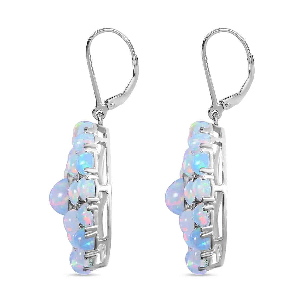 Premium Ethiopian Welo Opal 8.50 ctw Earrings, Floral Earrings, Sterling Silver Earrings, Cocktail Earrings, Cluster Earrings, Opal Flower Earrings image number 4