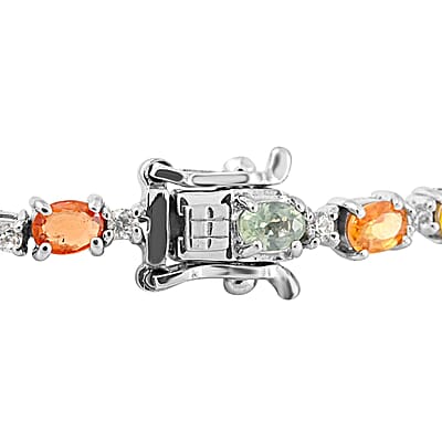 Multi Sapphire and White Zircon Bracelet in Platinum Over Sterling Silver (6.50 In) 7.35 ctw