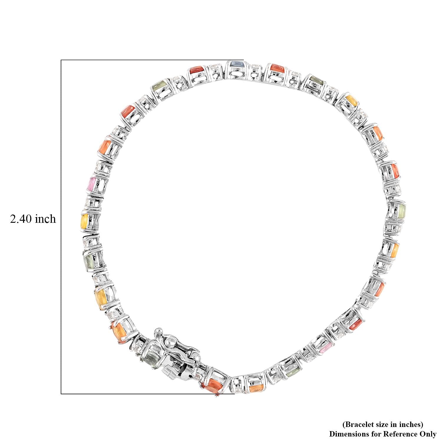 Multi Sapphire and White Zircon Bracelet in Platinum Over Sterling Silver (6.50 In) 7.35 ctw