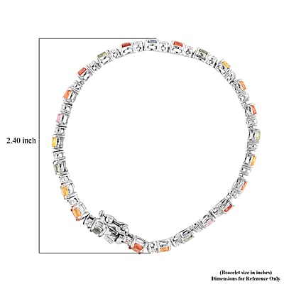 Multi Sapphire and White Zircon Bracelet in Platinum Over Sterling Silver (6.50 In) 7.35 ctw