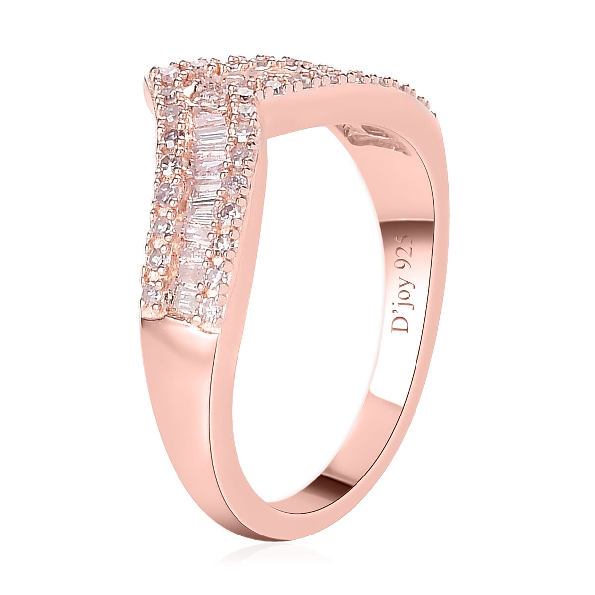 Natural Pink Diamond Chevron Ring in Vermeil Rose Gold Over Sterling Silver (Size 8.0) 0.33 ctw image number 3