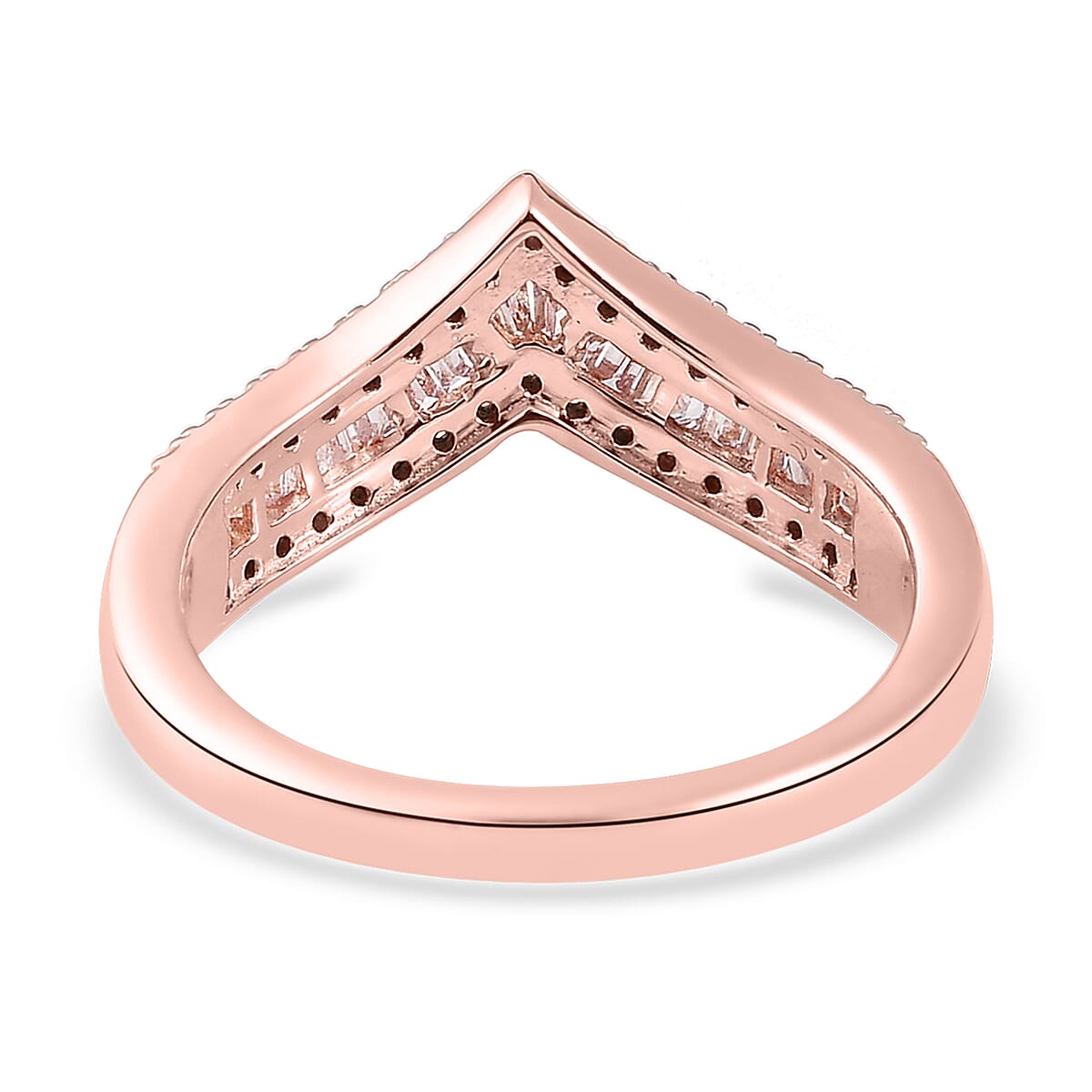 Natural Pink Diamond Chevron Ring in Vermeil Rose Gold Over Sterling Silver (Size 8.0) 0.33 ctw image number 4