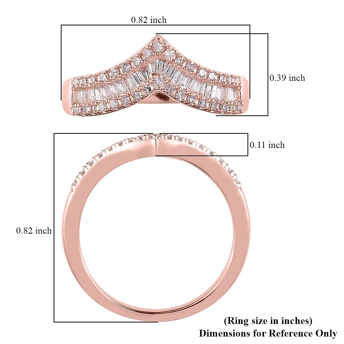 Natural Pink Diamond Chevron Ring in Vermeil Rose Gold Over Sterling Silver (Size 8.0) 0.33 ctw image number 5