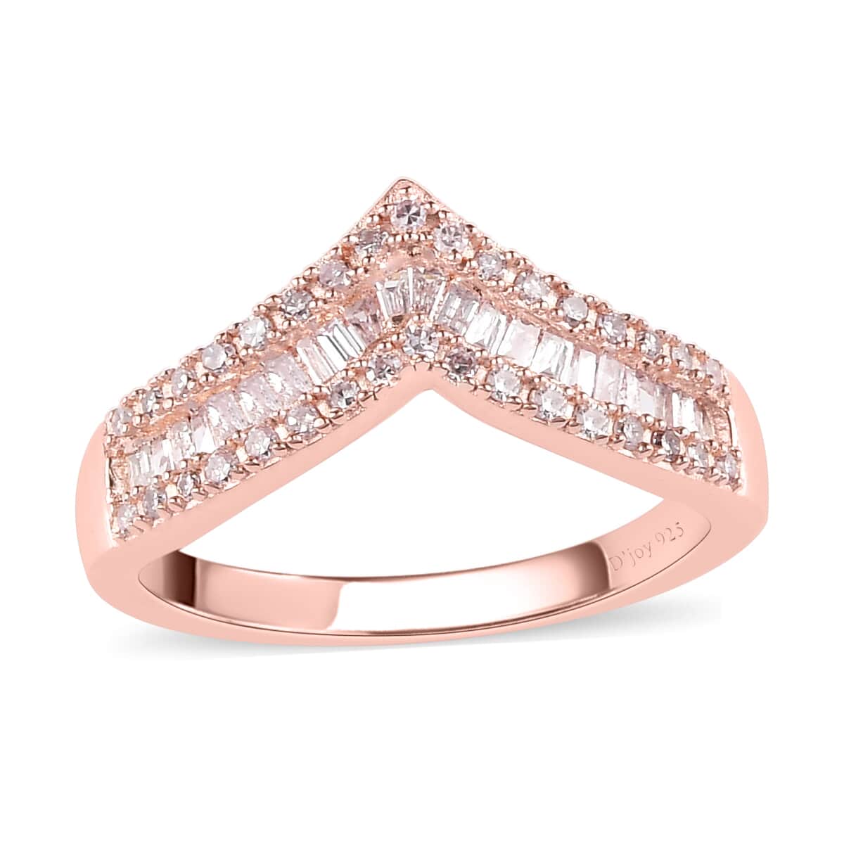 Natural Pink Diamond Chevron Ring in Vermeil Rose Gold Over Sterling Silver (Size 9.0) 0.33 ctw image number 0