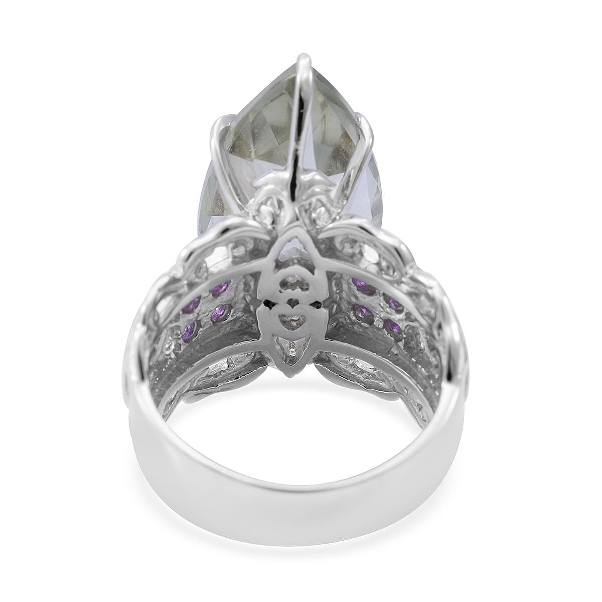Montezuma Prasiolite and Amethyst Ring in Platinum Over Sterling Silver (Size 6.0) 12.00 ctw image number 3