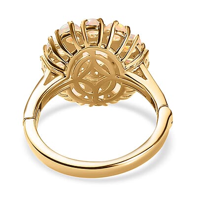 Ethiopian Welo Opal and White Zircon 2.09 ctw Ring in Vermeil Yellow Gold Over Sterling Silver (Size 11.5)