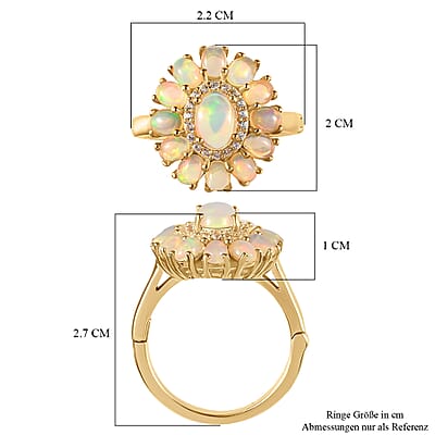Ethiopian Welo Opal and White Zircon 2.09 ctw Ring in Vermeil Yellow Gold Over Sterling Silver (Size 11.5)