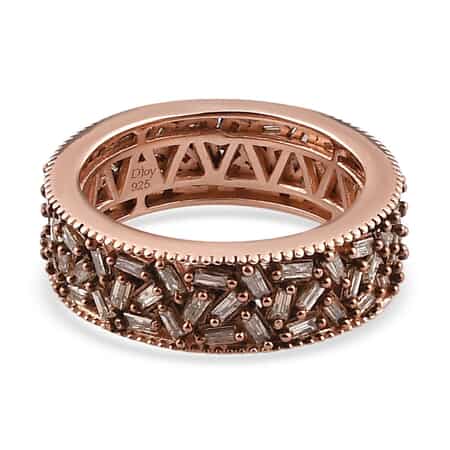 Natural Champagne Diamond Eternity Band Ring in Vermeil Rose Gold Over Sterling Silver (Size 6.0) 1.50 ctw image number 4