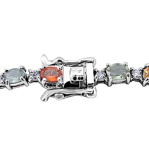 Multi Sapphire and White Zircon Necklace 18 Inches in Platinum Over Sterling Silver 19.40 ctw