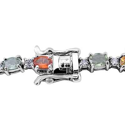Multi Sapphire and White Zircon Necklace 18 Inches in Platinum Over Sterling Silver 19.40 ctw