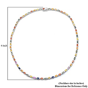 Multi Sapphire and White Zircon Necklace 18 Inches in Platinum Over Sterling Silver 19.40 ctw