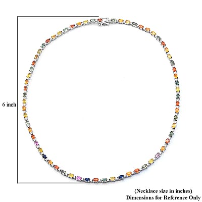 Multi Sapphire and White Zircon Necklace 18 Inches in Platinum Over Sterling Silver 19.40 ctw