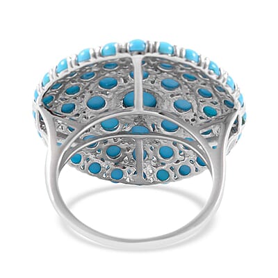 Premium Sleeping Beauty Turquoise Cocktail Ring in Platinum Over Sterling Silver (Size 10.0) 8.00 ctw