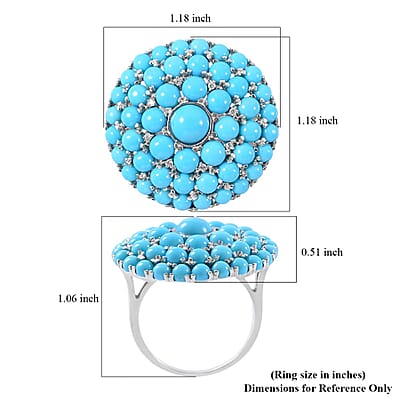 Premium Sleeping Beauty Turquoise Cocktail Ring in Platinum Over Sterling Silver (Size 10.0) 8.00 ctw