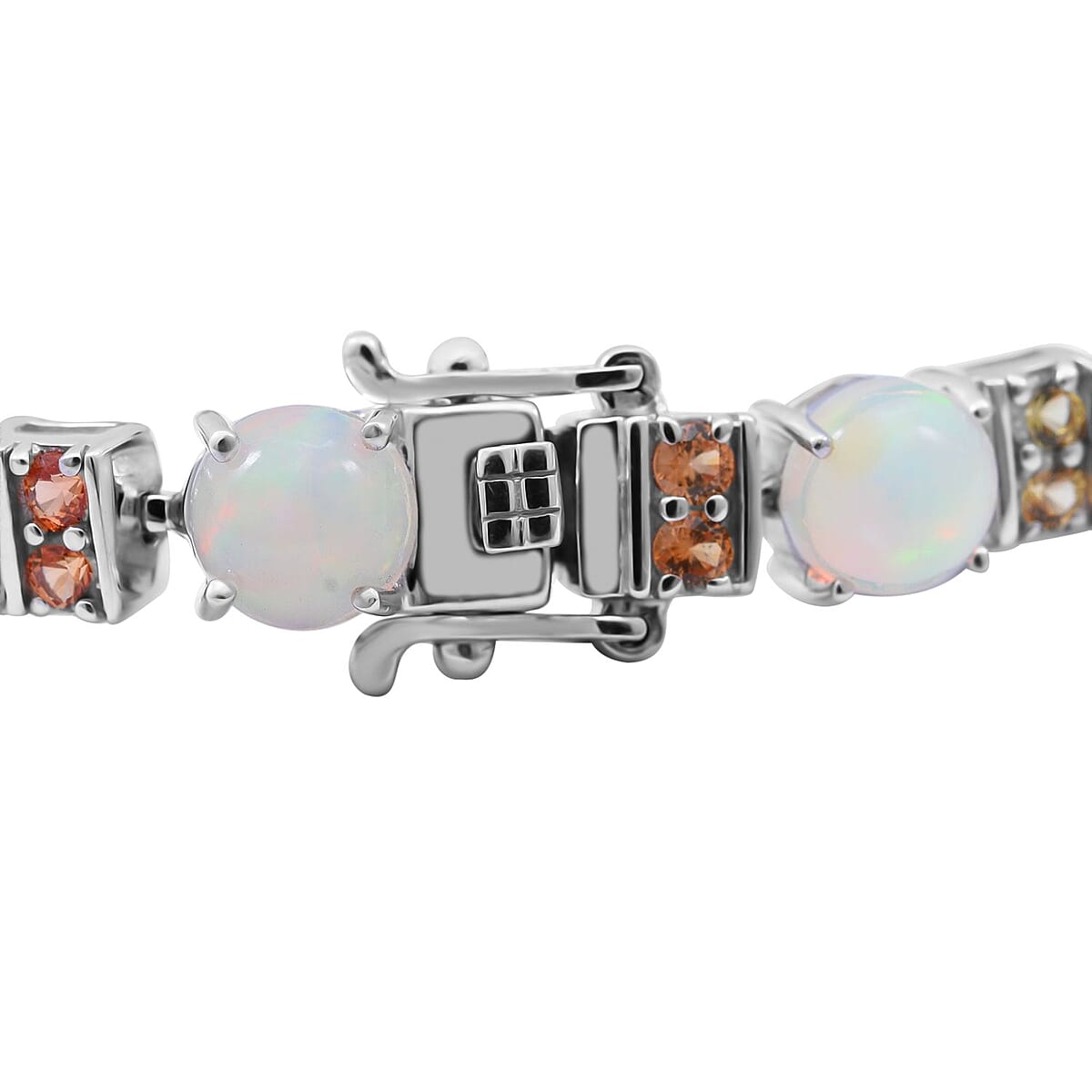 Doorbuster Premium Ethiopian Welo Opal, Multi Sapphire Bracelet in Platinum Over Sterling Silver (6.50 In) 12.75 Grams 16.90 ctw image number 2