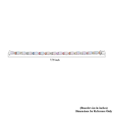 Premium Ethiopian Welo Opal, Multi Sapphire Bracelet in Platinum Over Sterling Silver (6.50 In) 16.90 ctw