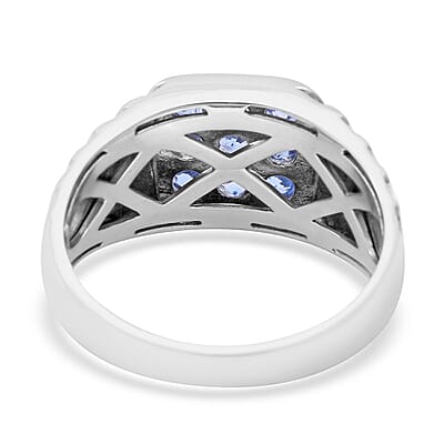 Ceylon Sapphire Men's Ring in Platinum Over Sterling Silver (Size 10.0) 0.90 ctw
